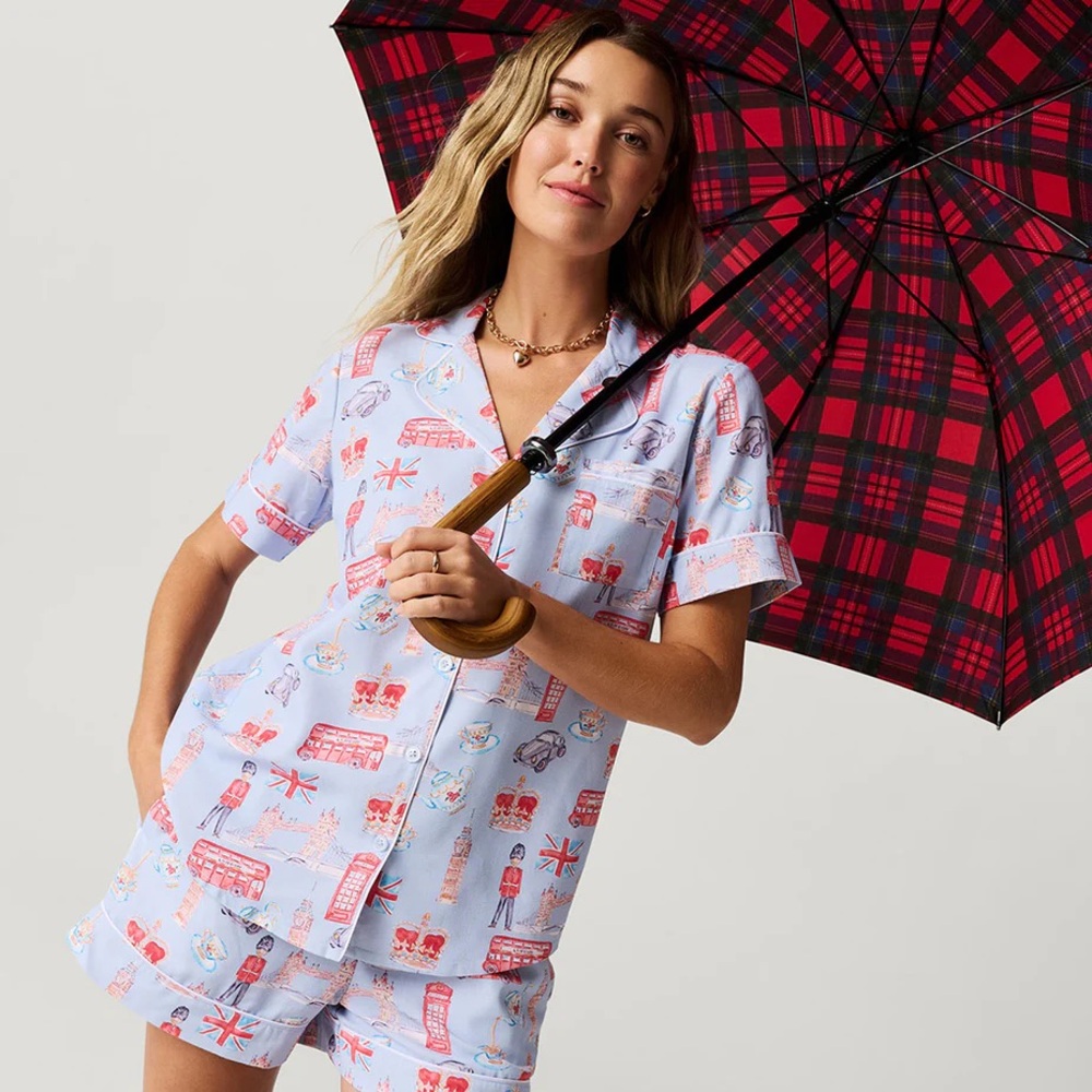 Posh Peanut London Women’s Twill Pajama Short Set - Small